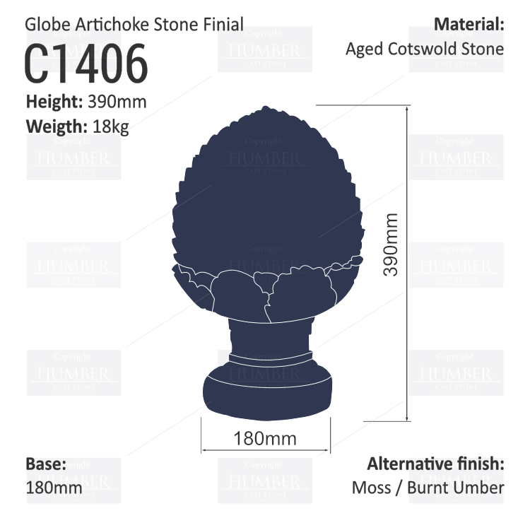 Globe Artichoke Stone Finial