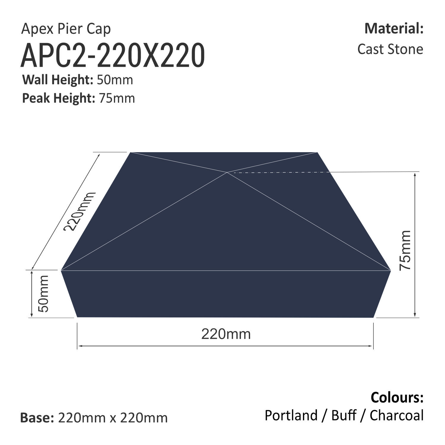 Apex Pier Cap 220mm x 220mm