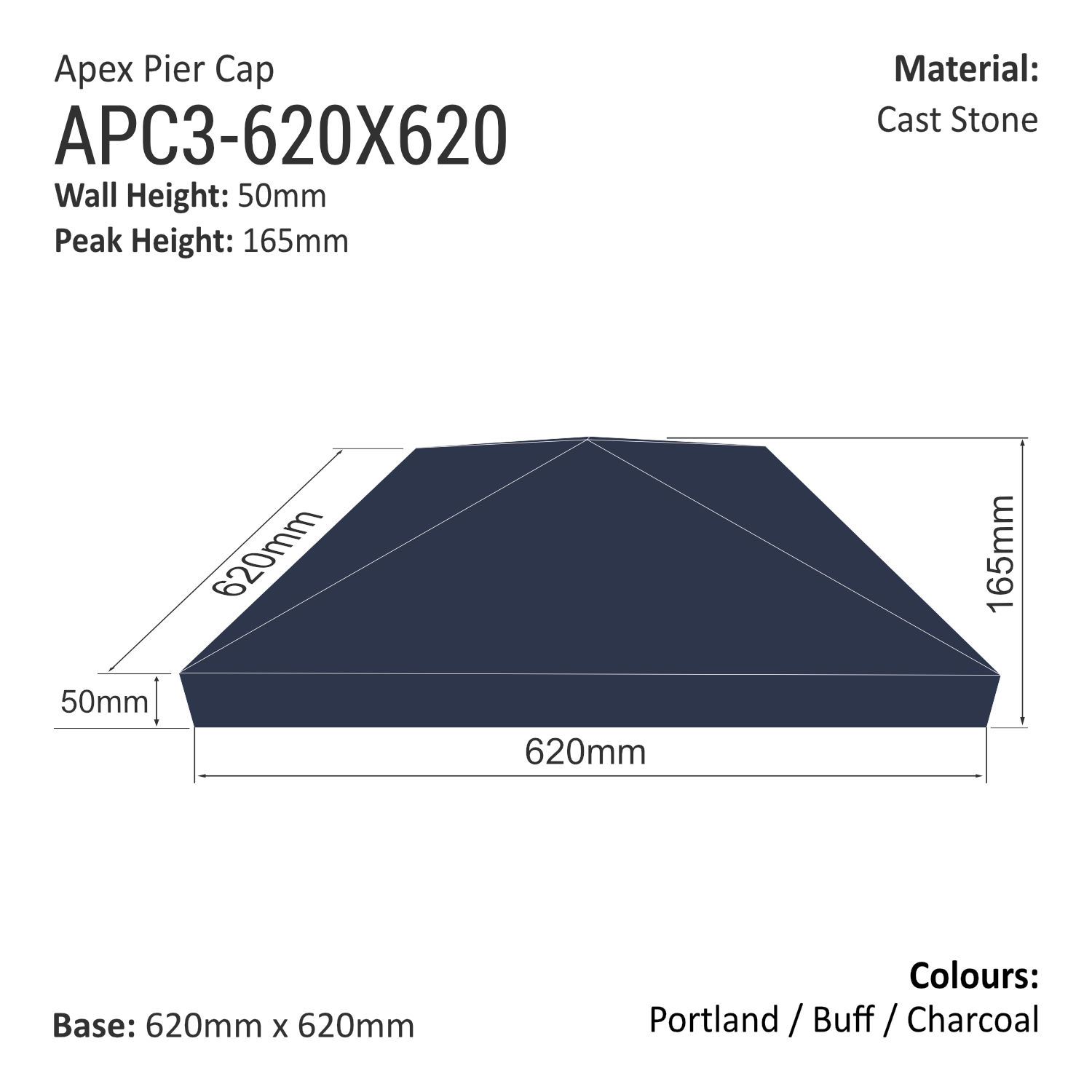 Apex Pier Cap 620mm x 620mm
