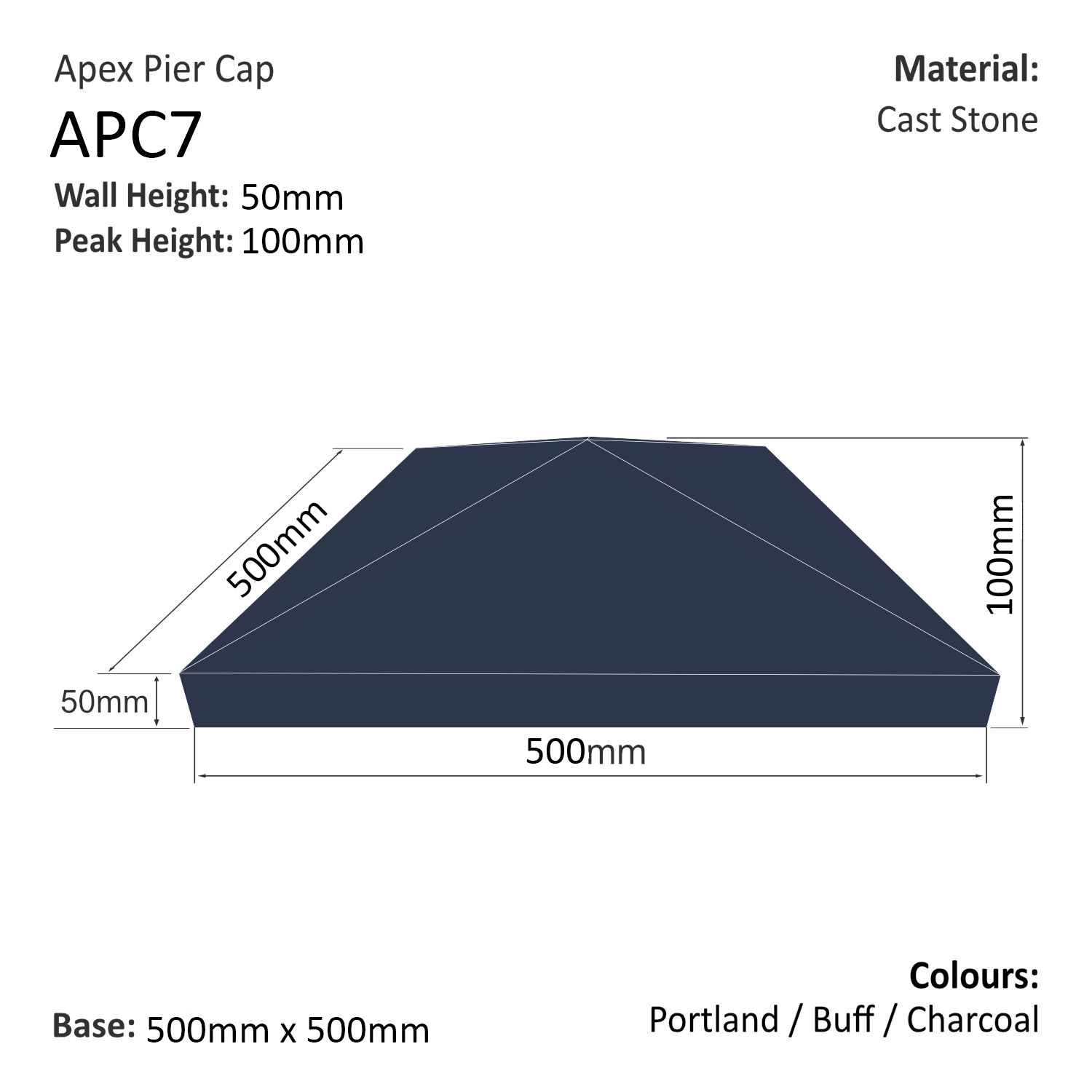 Apex Pier Cap 500mm x 500mm