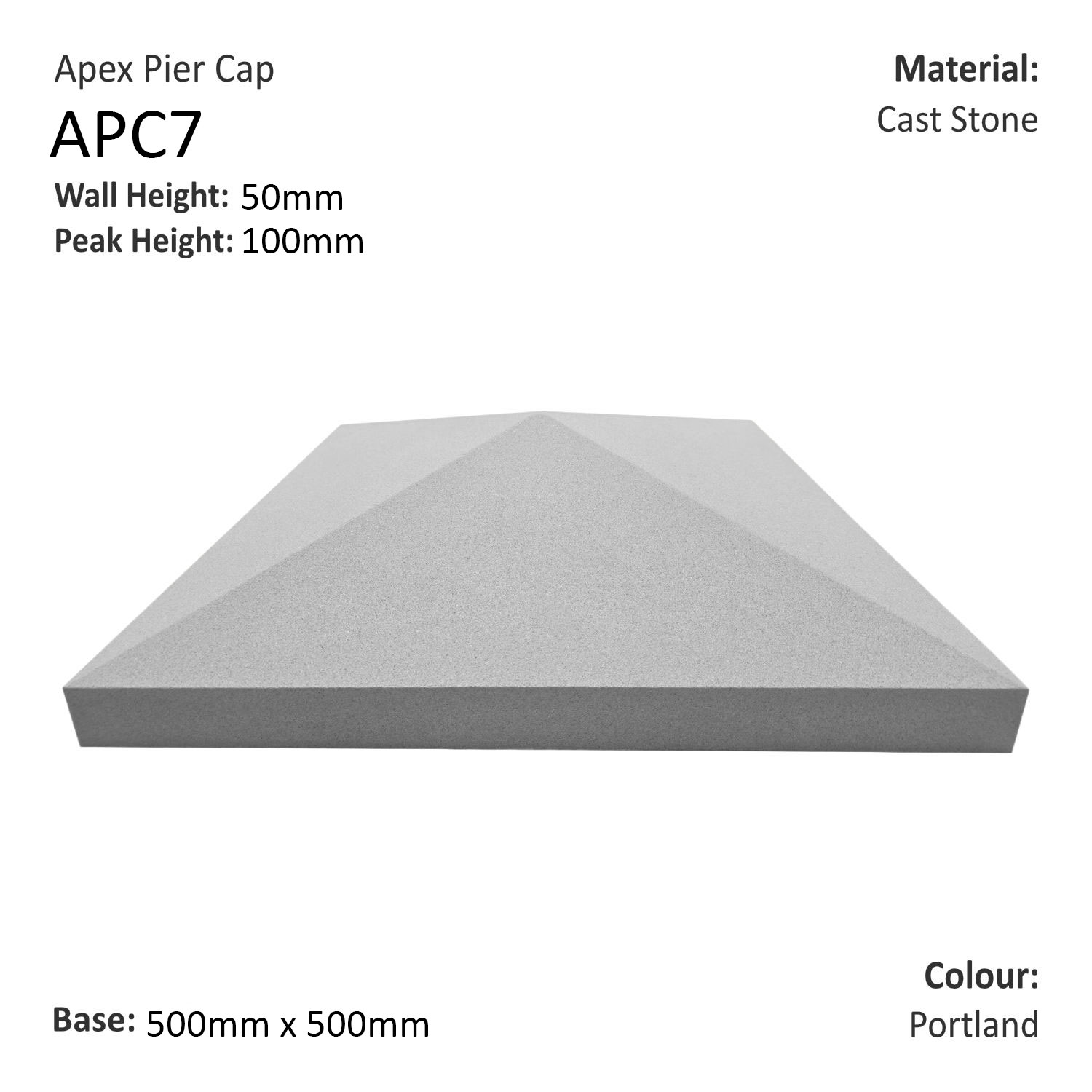 Apex Pier Cap 500mm x 500mm