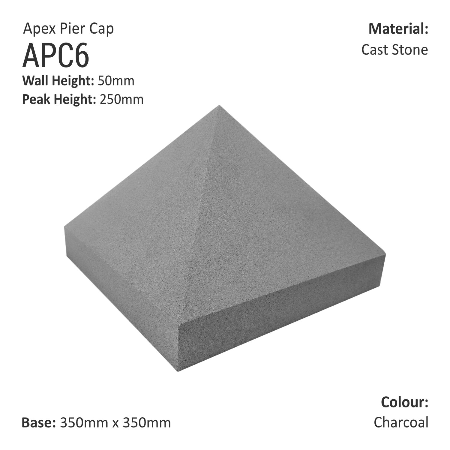 Tall Apex Pier Cap 350mm x 350mm