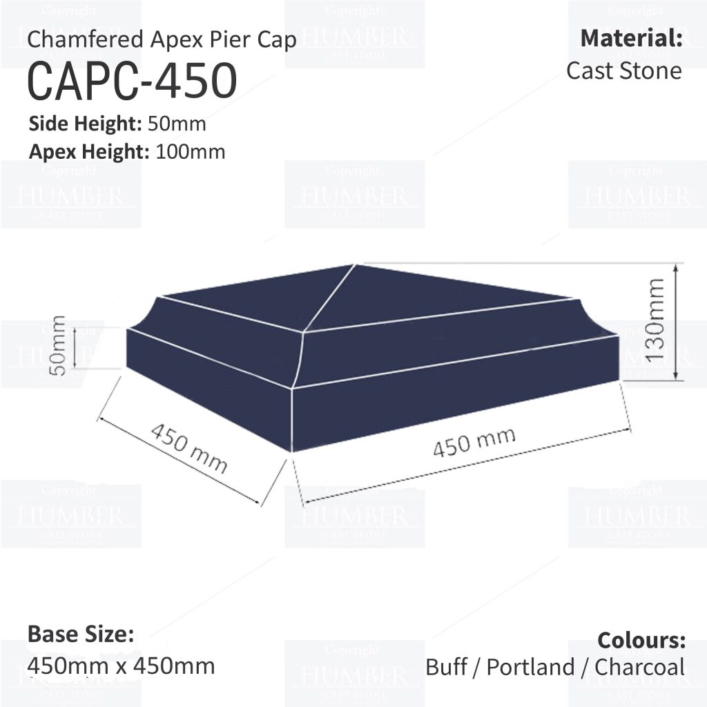 Chamfered Apex Pier Cap 450mm x 450mm