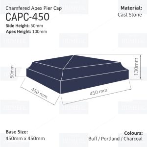 Chamfered Apex Pier Cap 450mm x 450mm