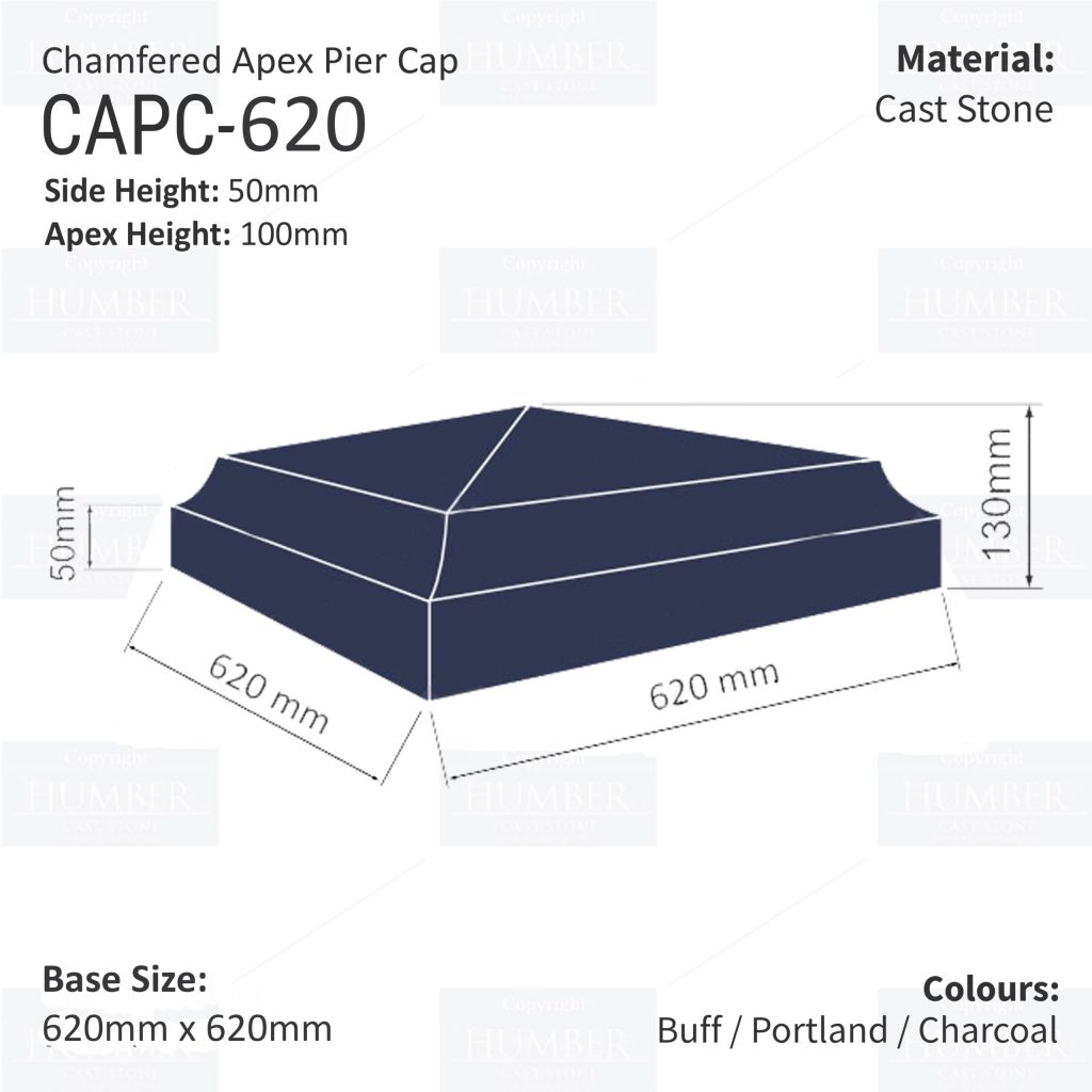 Chamfered Apex Pier Cap 620mm x 620mm