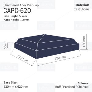 Chamfered Apex Pier Cap 620mm x 620mm