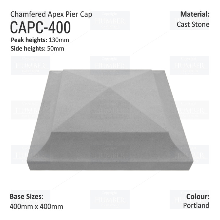 Chamfered Apex Pier Cap 400mm x 400mm