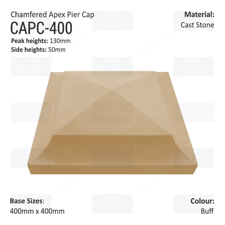 Chamfered Apex Pier Cap 400mm x 400mm