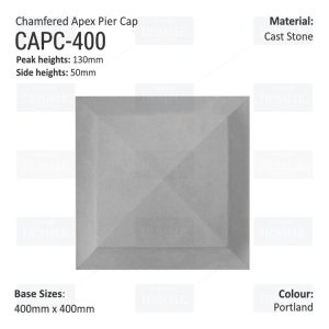 Chamfered Apex Pier Cap 400mm x 400mm