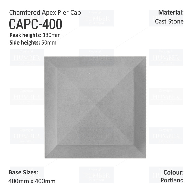 Chamfered Apex Pier Cap 400mm x 400mm