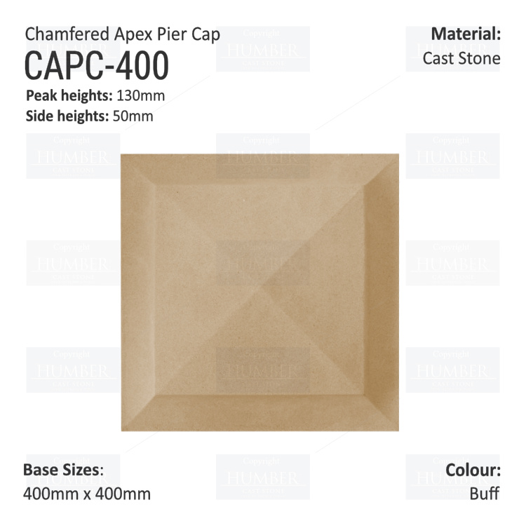 Chamfered Apex Pier Cap 400mm x 400mm
