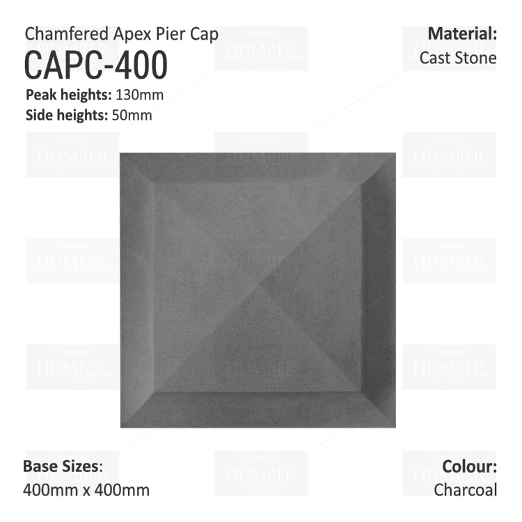 Chamfered Apex Pier Cap 400mm x 400mm