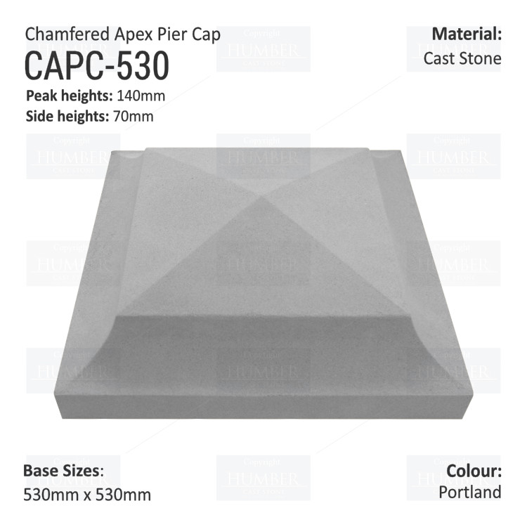 Chamfered Apex Pier Cap 530mm x 530mm