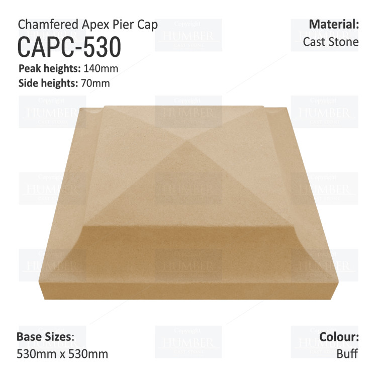 Chamfered Apex Pier Cap 530mm x 530mm