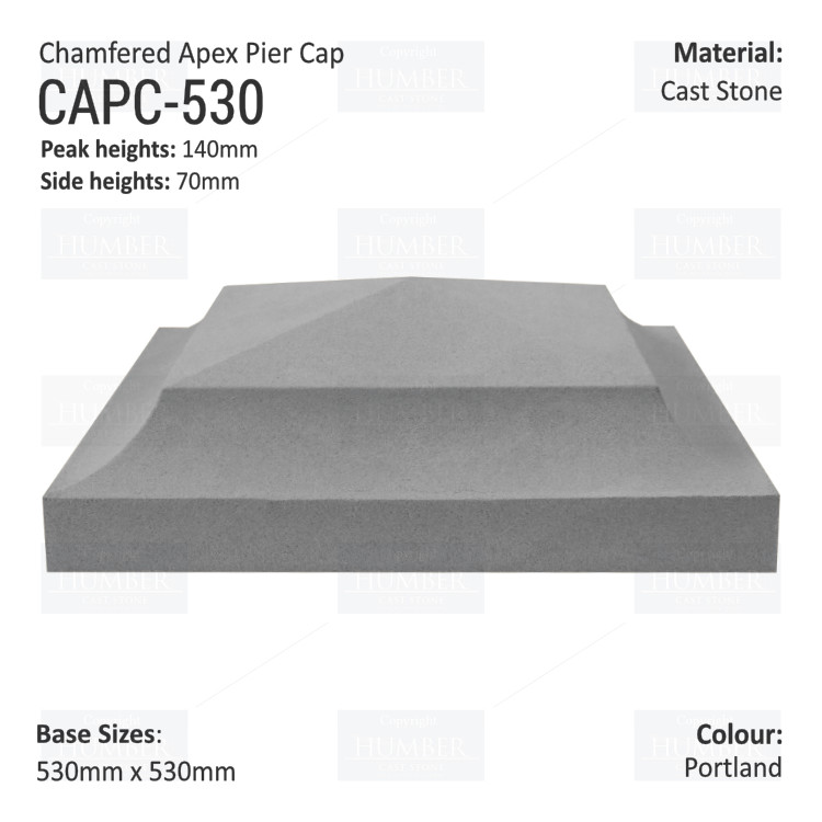 Chamfered Apex Pier Cap 530mm x 530mm