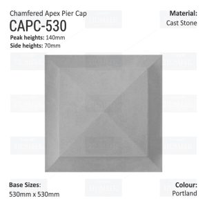 Chamfered Apex Pier Cap 530mm x 530mm