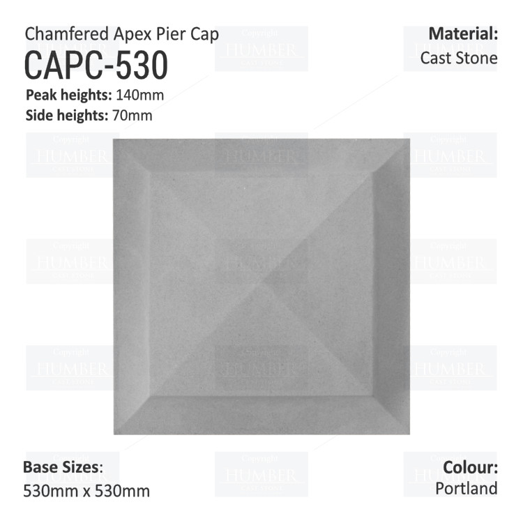 Chamfered Apex Pier Cap 530mm x 530mm