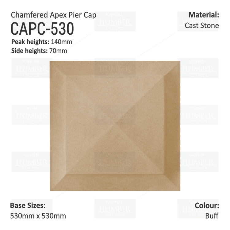 Chamfered Apex Pier Cap 530mm x 530mm