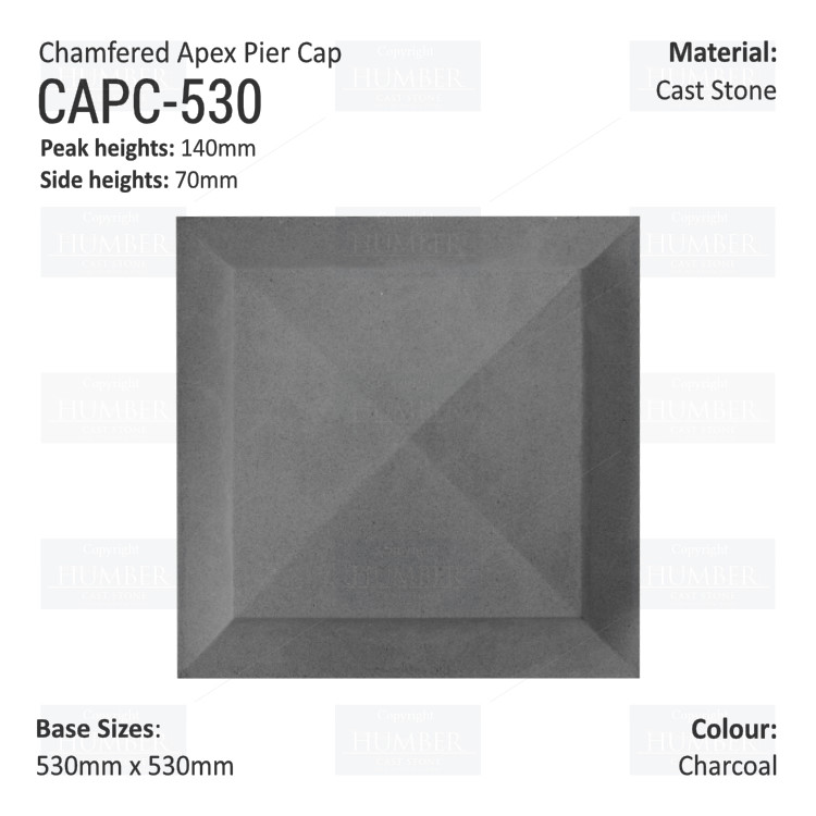 Chamfered Apex Pier Cap 530mm x 530mm