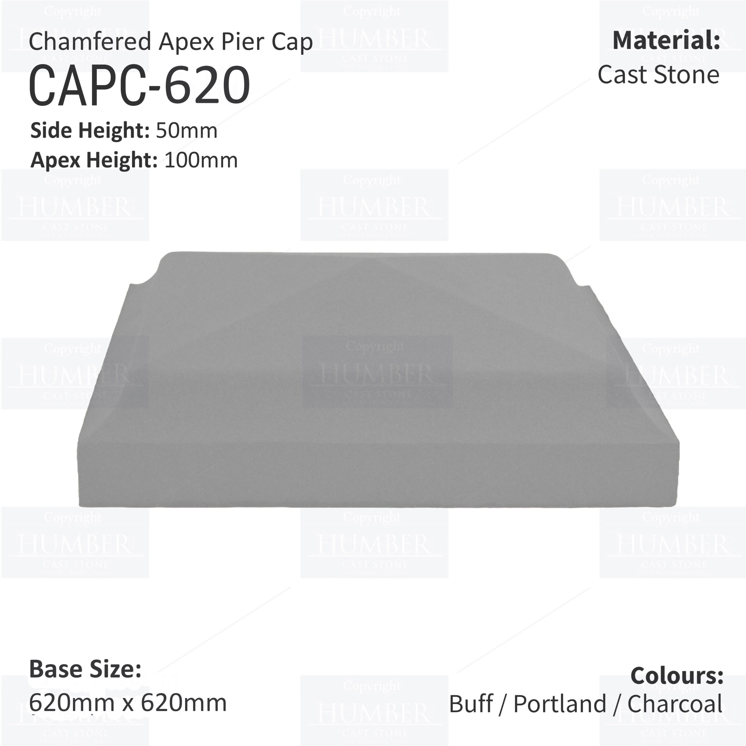 Chamfered Apex Pier Cap 620mm x 620mm