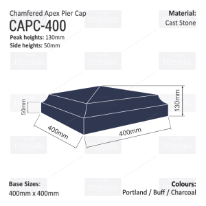 Chamfered Apex Pier Cap 400mm x 400mm