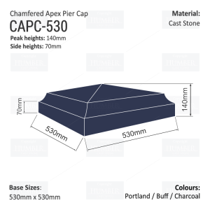 Chamfered Apex Pier Cap 530mm x 530mm