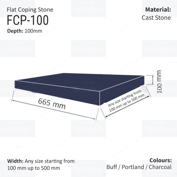 FLAT WALL COPINGS – 665MM LENGTH / 100MM HEIGHT