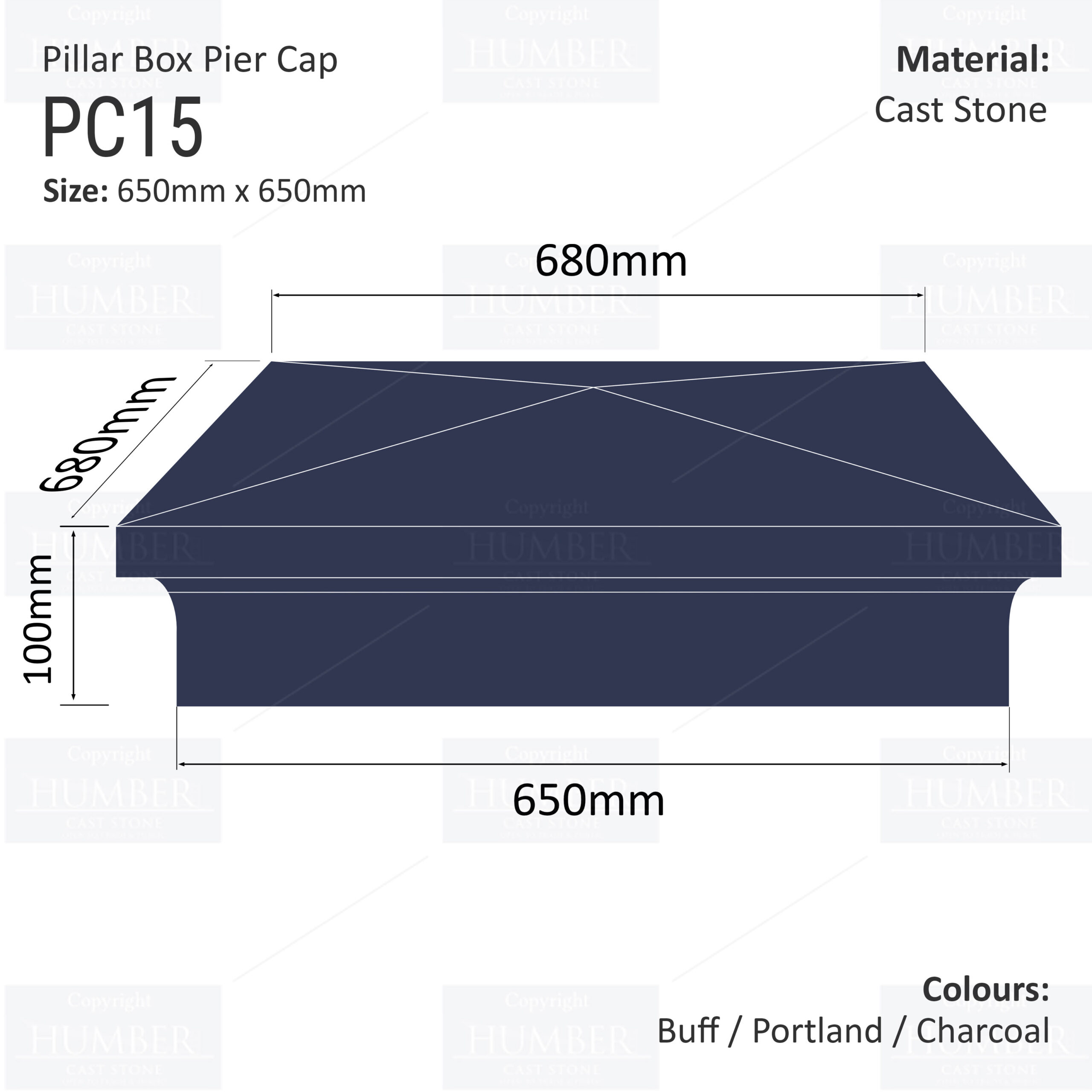 Pillar Box Pier Cap 650mm x 650mm
