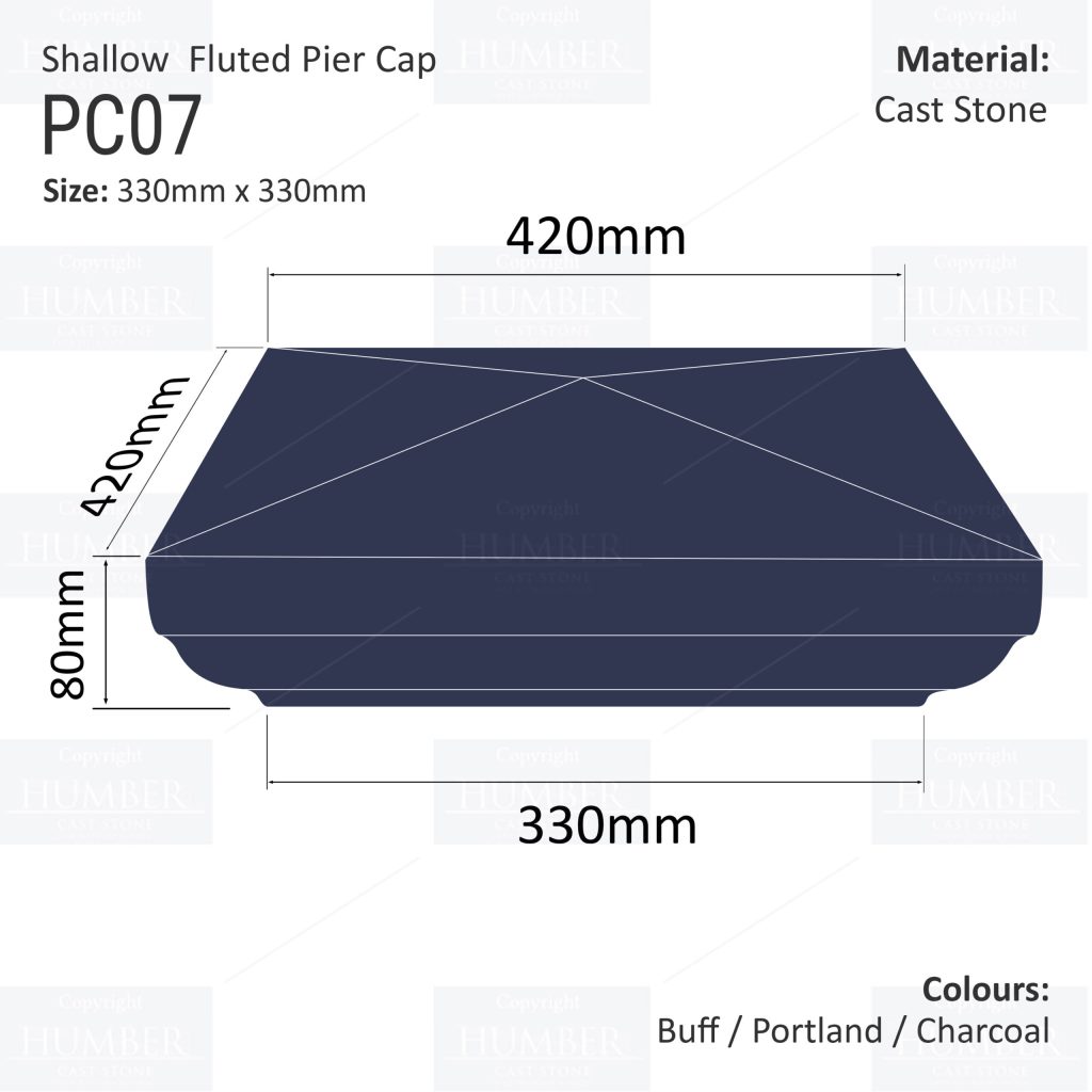 Slimline Fluted Pier Cap 330mm x 330mm
