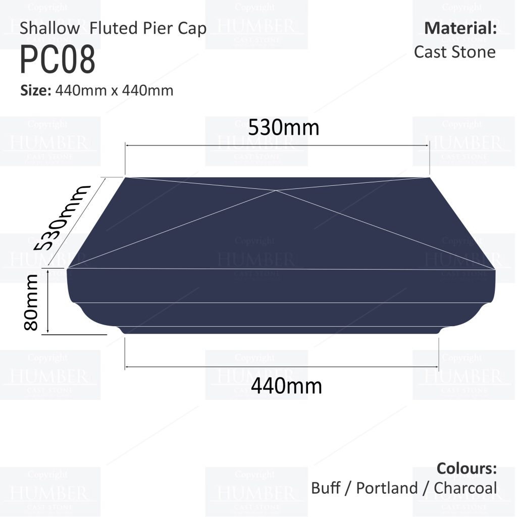 Slimline Fluted Pier Cap 440mm x 440mm