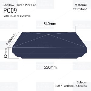 Slimline Fluted Pier Cap 550mm x 550mm