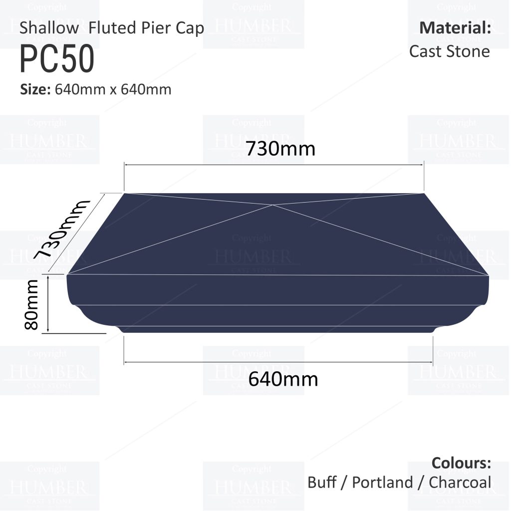Slimline Fluted Pier Cap 640mm x 640mm