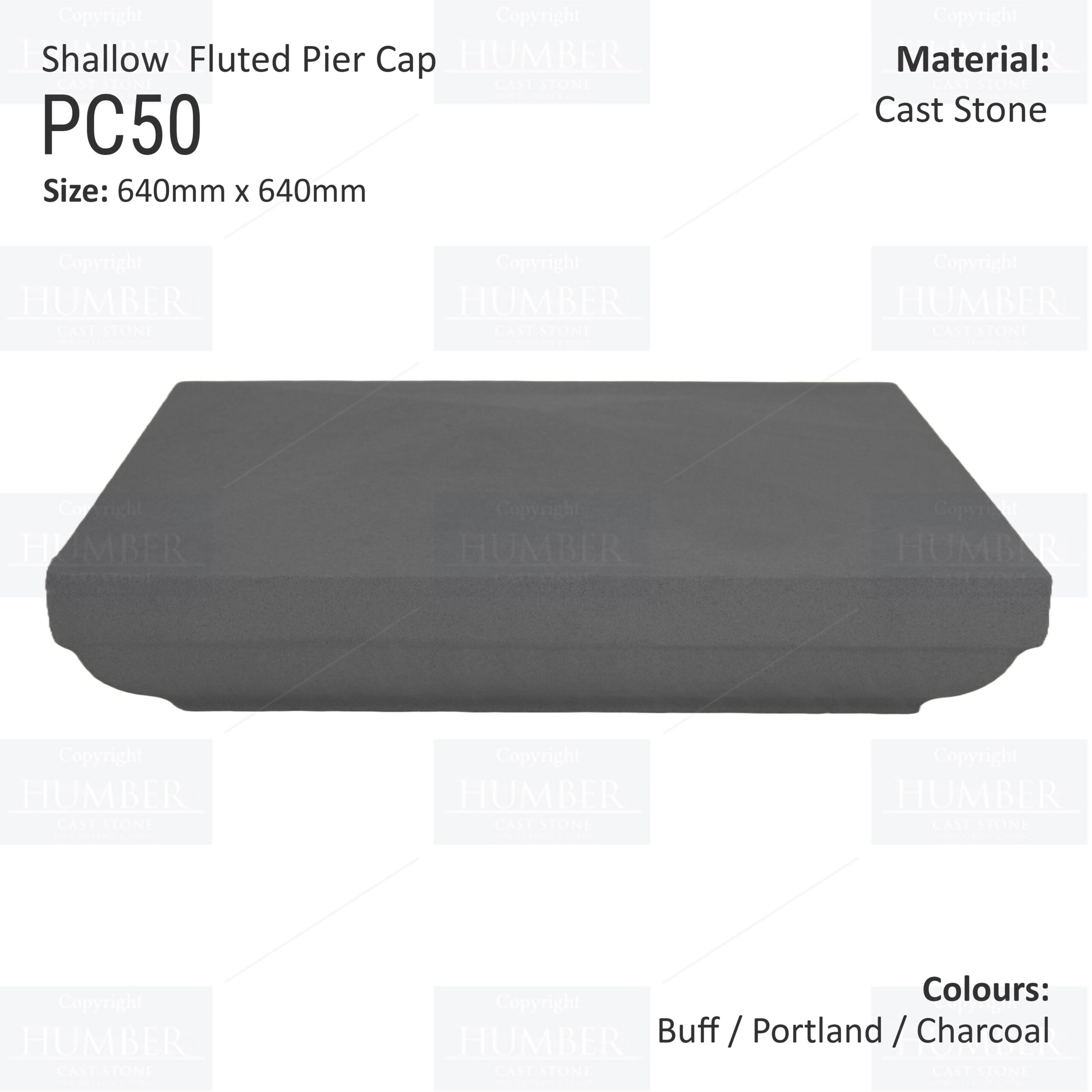 Slimline Fluted Pier Cap 640mm x 640mm