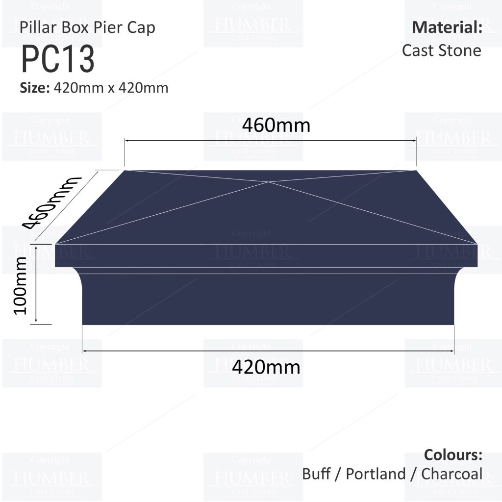 Pillar Box Pier Cap 420mm x 420mm