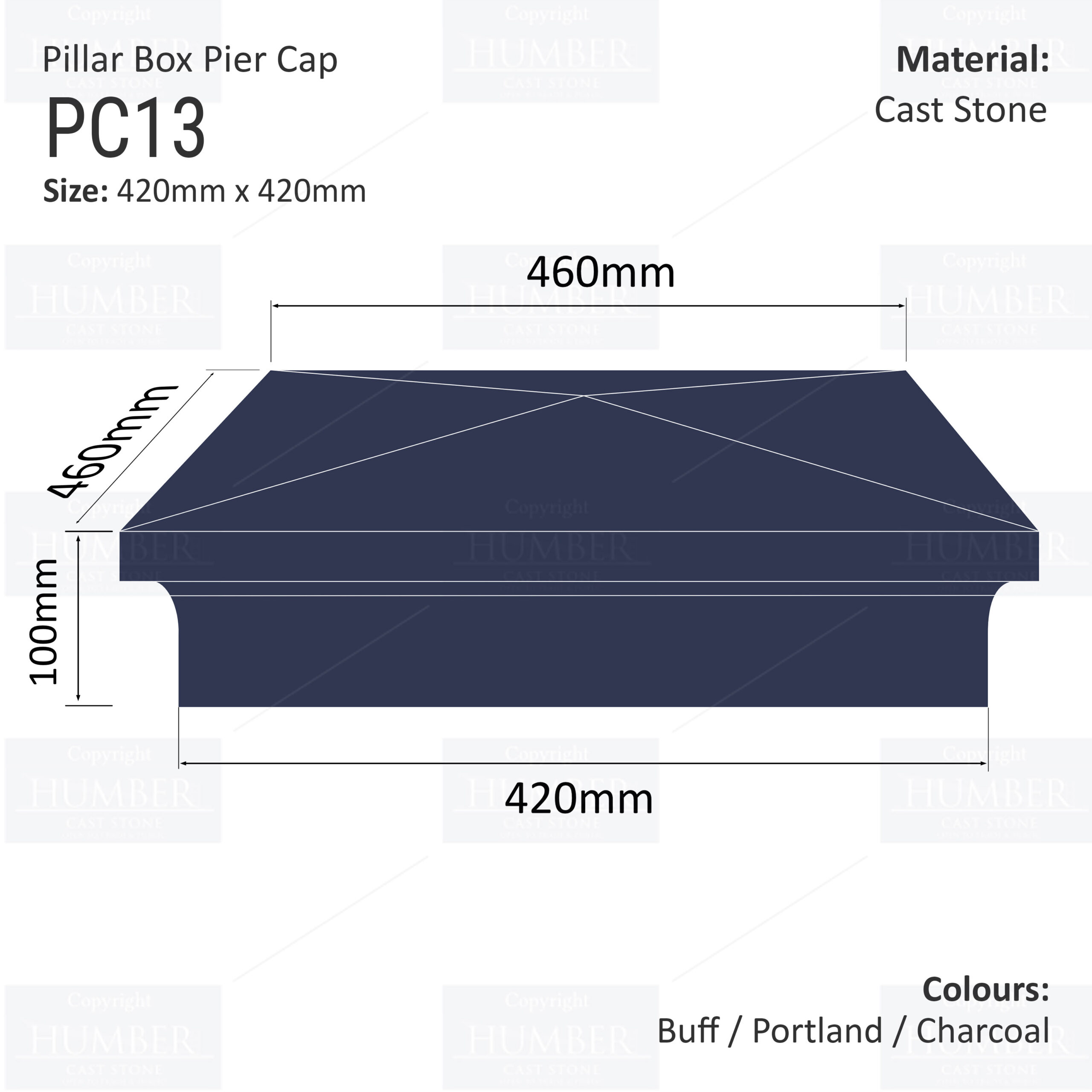 Pillar Box Pier Cap 420mm x 420mm