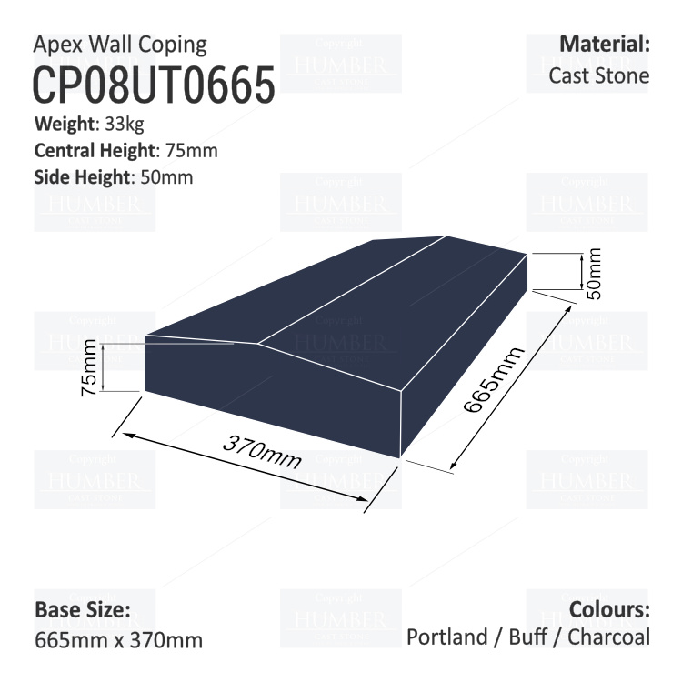 Apex Coping 370mm x 665mm x 50mm (Shallow)