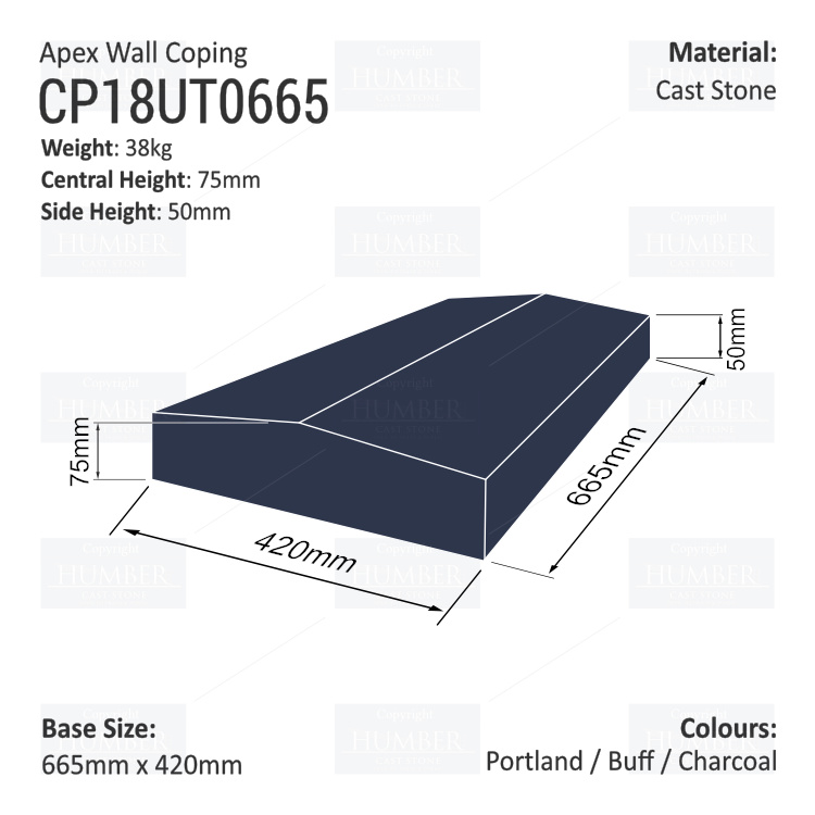 Apex Coping 420mm x 665mm x 50mm (Shallow)
