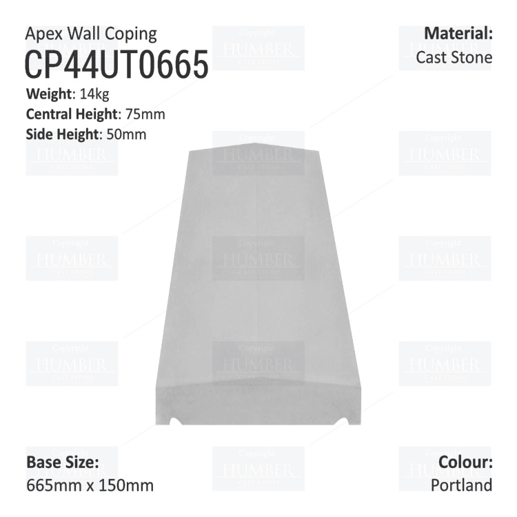 Apex Coping 150mm x 665mm x 50mm (Shallow)