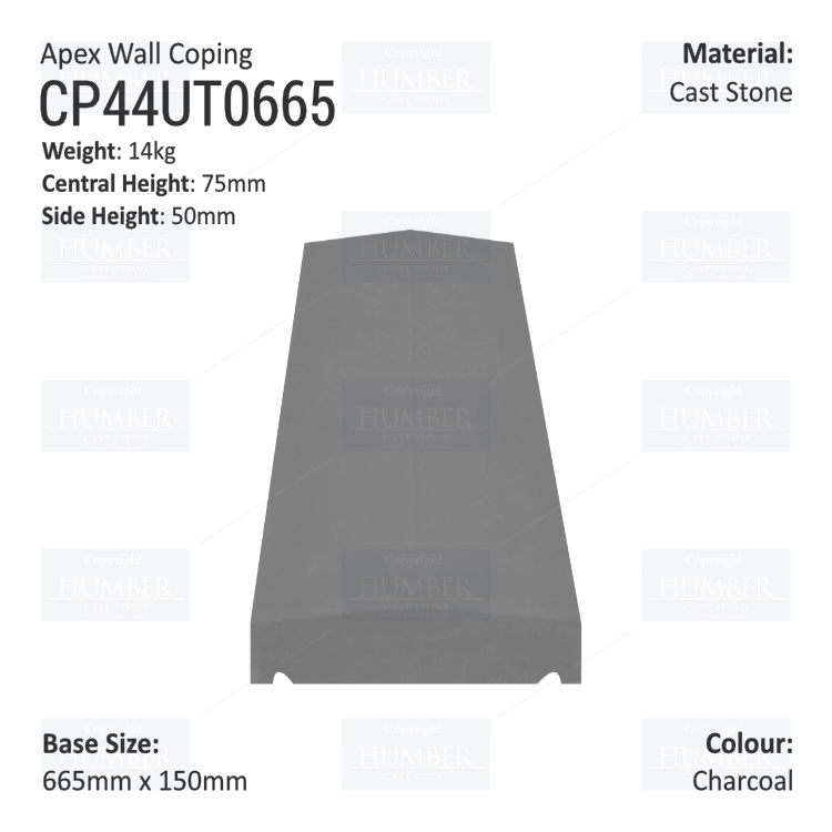 Apex Coping 150mm x 665mm x 50mm (Shallow)
