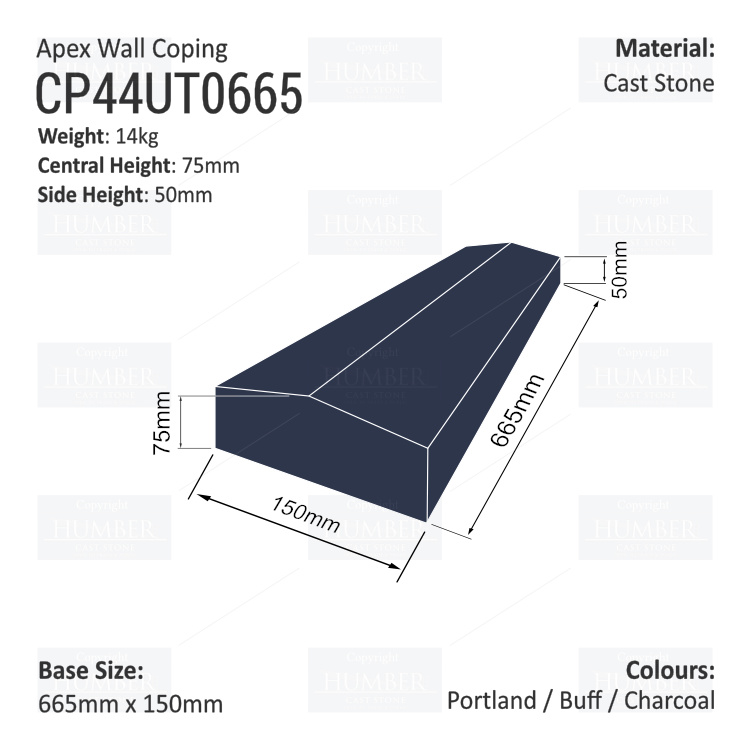 Apex Coping 150mm x 665mm x 50mm (Shallow)