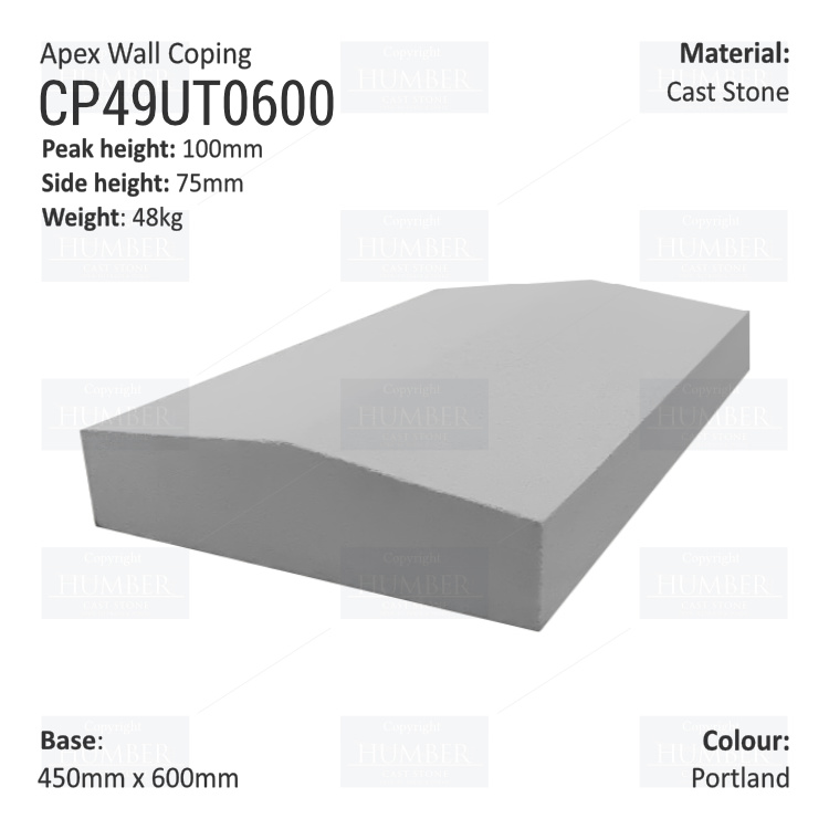 Apex Coping 450mm x 600mm x 75mm (Deep)