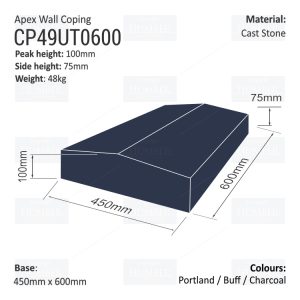 Apex Coping 450mm x 600mm x 75mm (Deep)