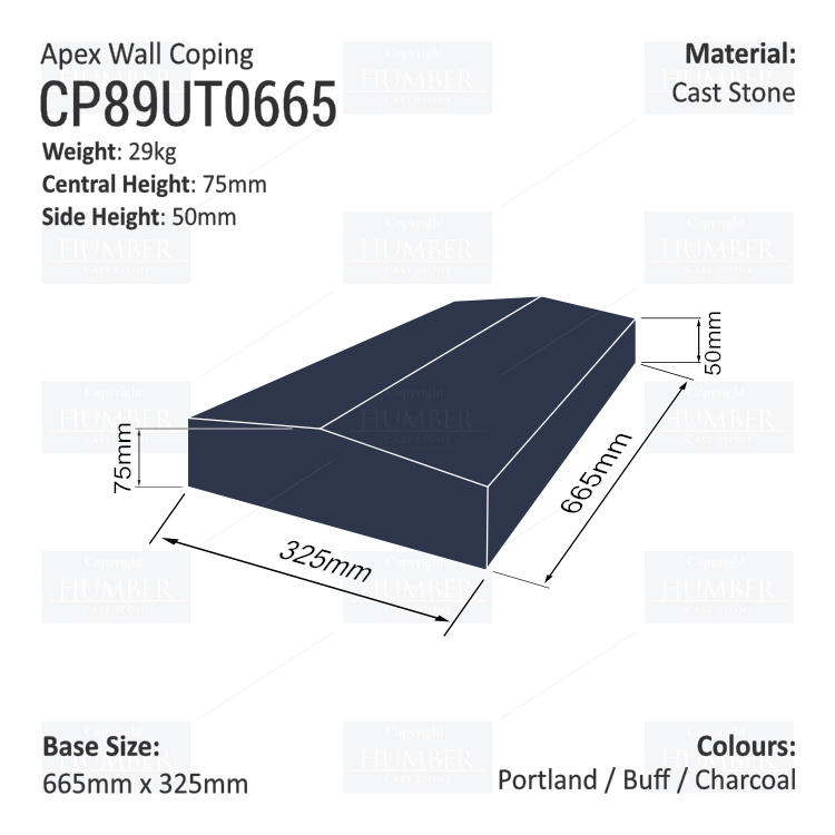 Apex Coping 325mm x 665mm x 50mm (Shallow)