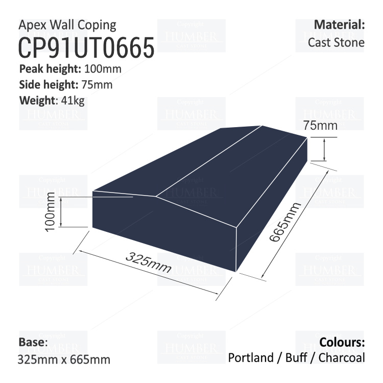 Apex Coping 325mm x 665mm x 75mm (Deep)
