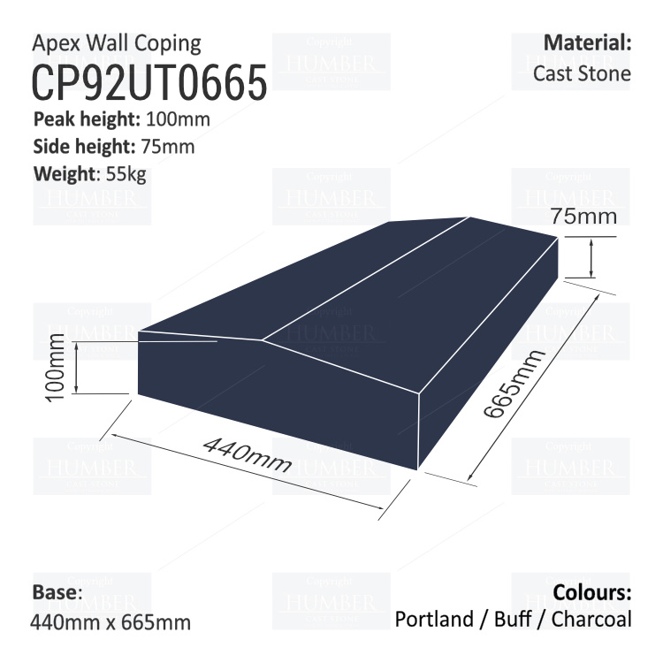 Apex Coping 440mm x 665mm x 75mm (Deep)