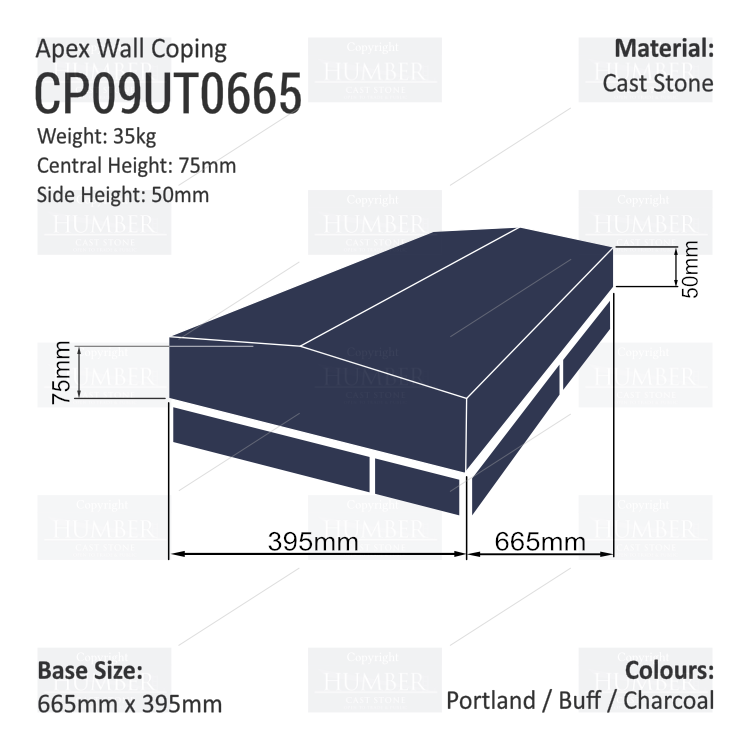 Apex Coping 395mm x 665mm x 50mm (Shallow)