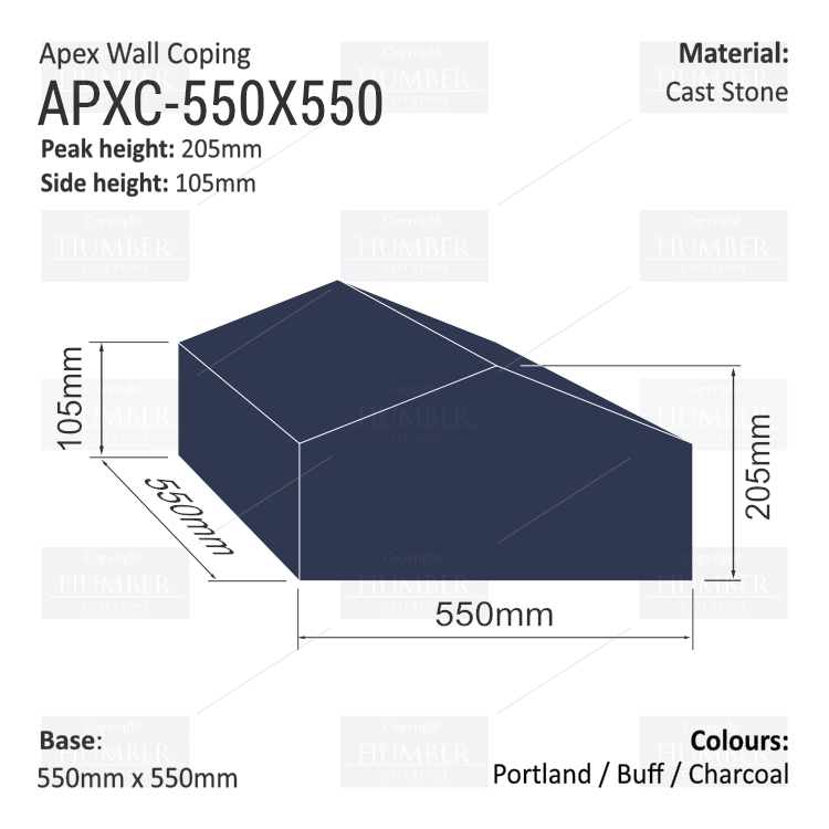 Apex Coping 550mm x 550mm x 105mm