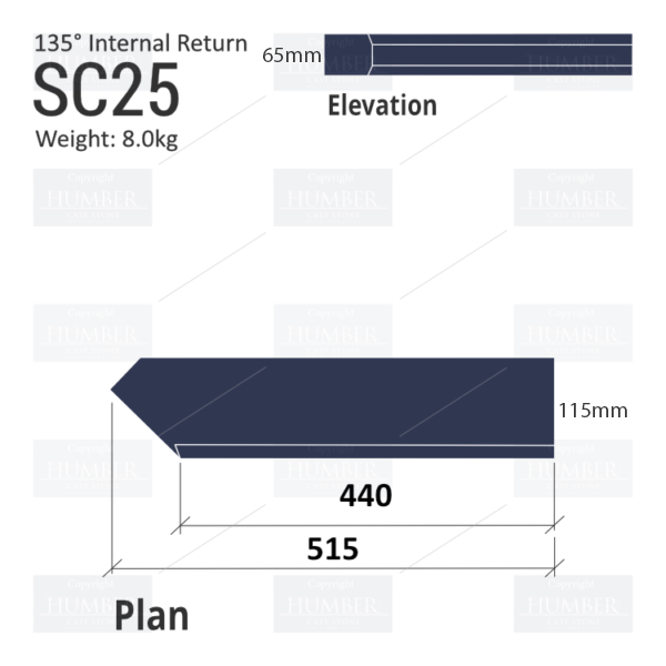 Chamfered String Course (135° Internal Return) SC25