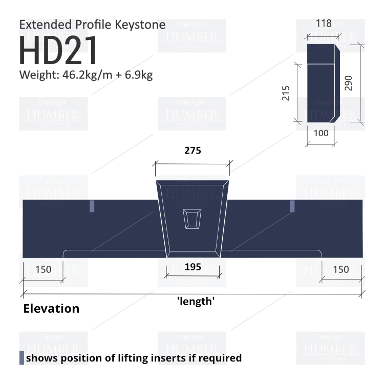 Chamfered Decorative Keystone Window Head