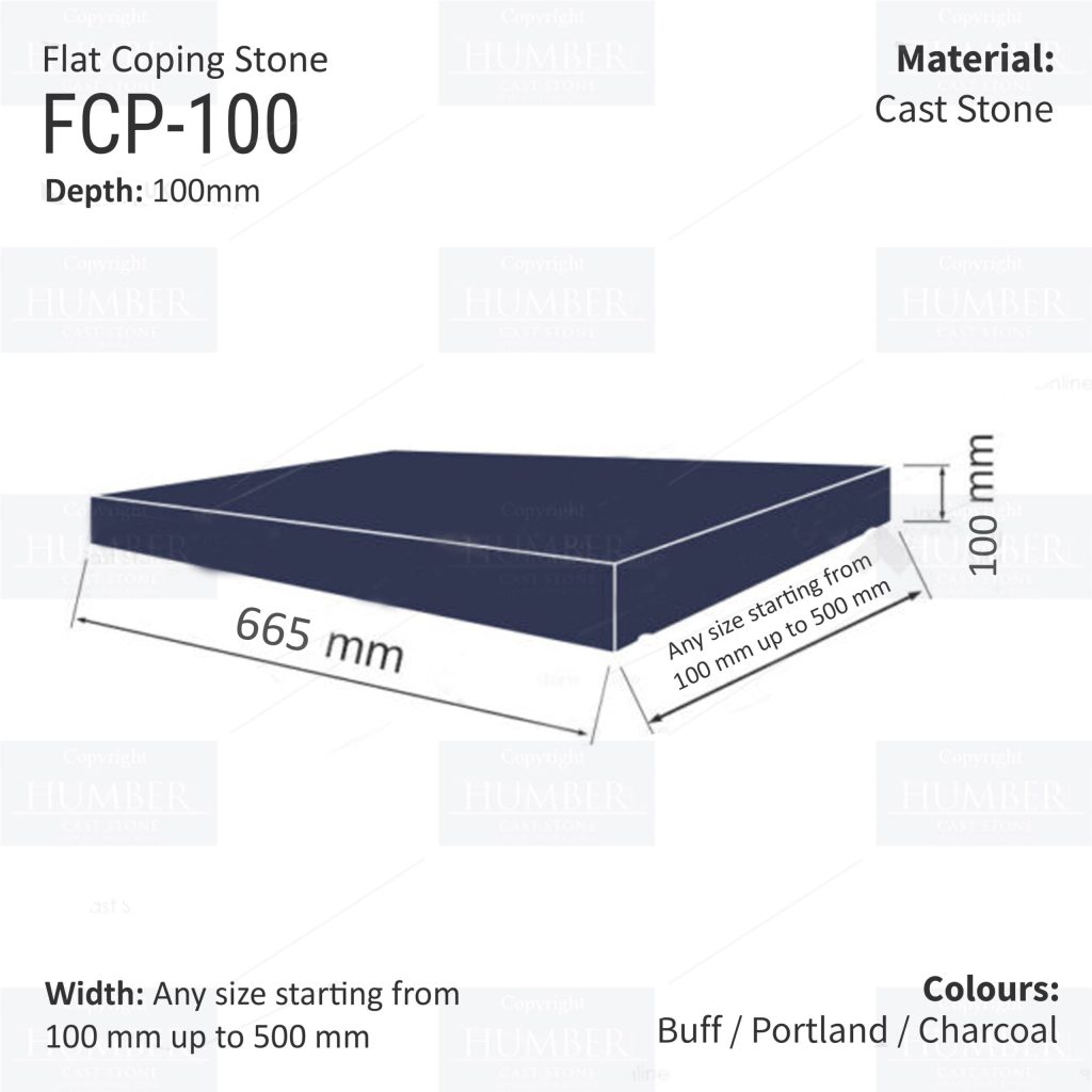 FLAT WALL COPINGS – 665MM LENGTH / 100MM HEIGHT